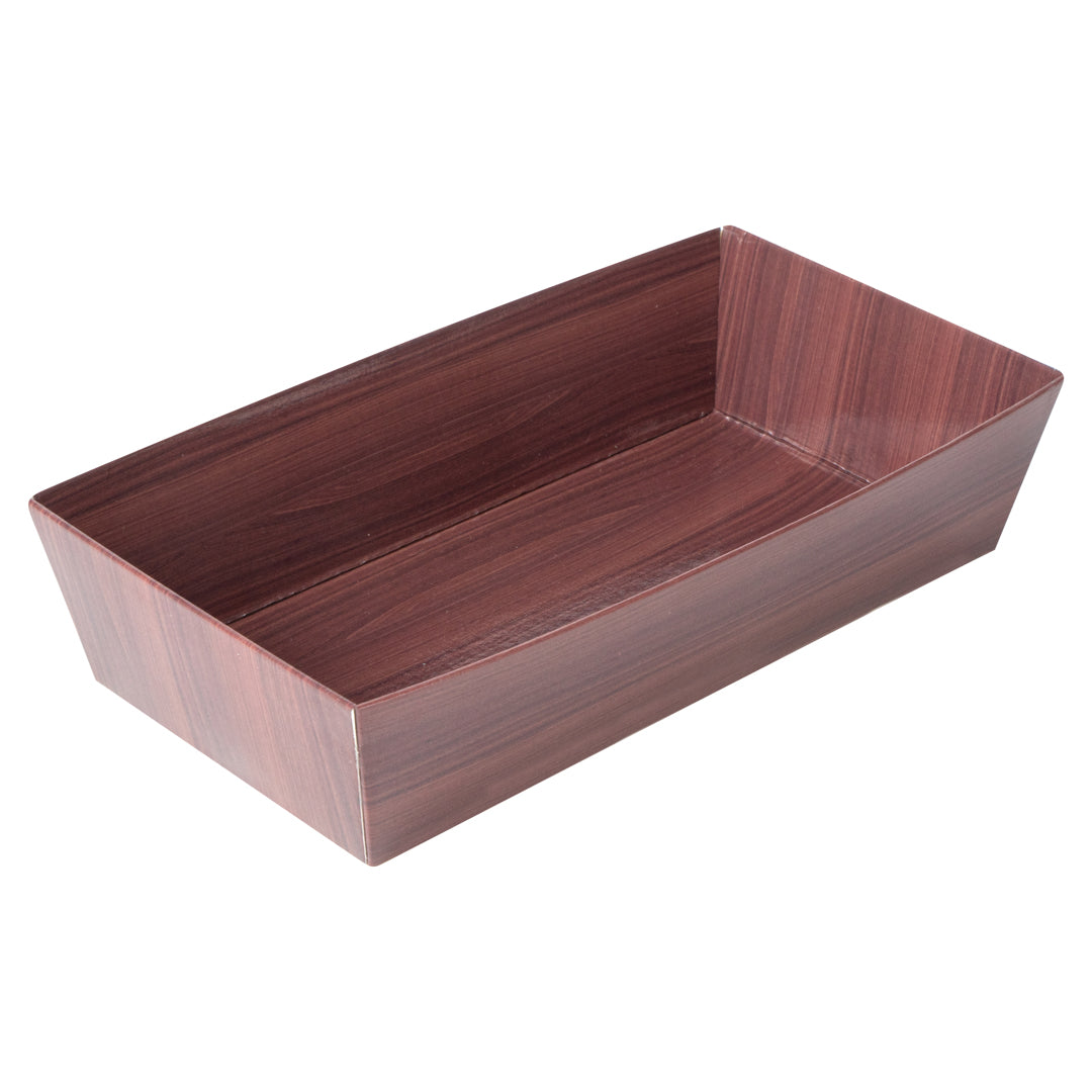 Matsuri Vision Wood Grain Paper Medium Sushi Container - 5 1/2" x 2 3/4" x 1 1/2" - 100 count box