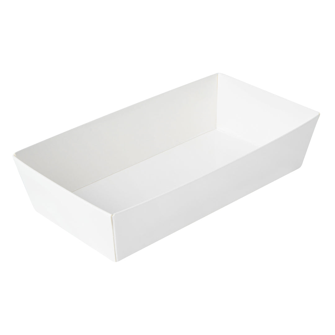 Matsuri Vision Rectangle White Paper Medium Sushi Container - 5 1/2" x 2 3/4" x 1 1/2" - 100 count box