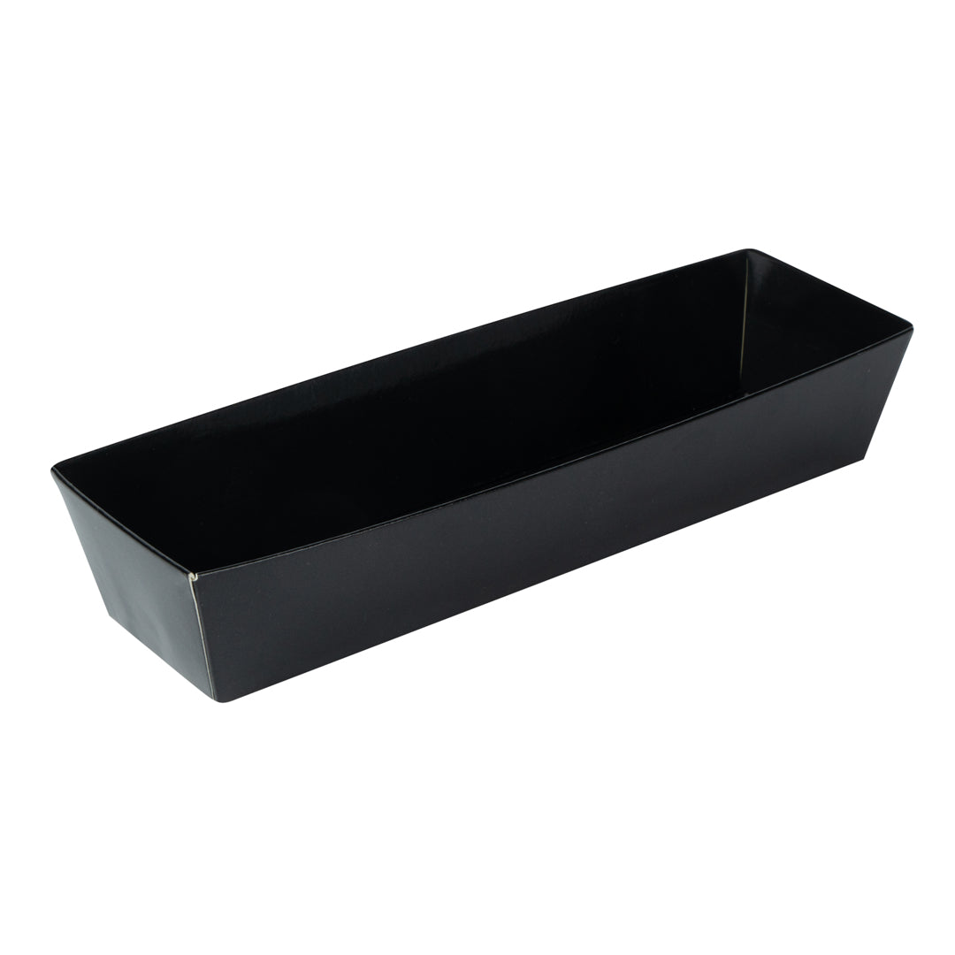 Matsuri Vision Black Paper Small Maki Sushi Container - 6 1/2" x 1 3/4" x 1 1/2" - 100 count box