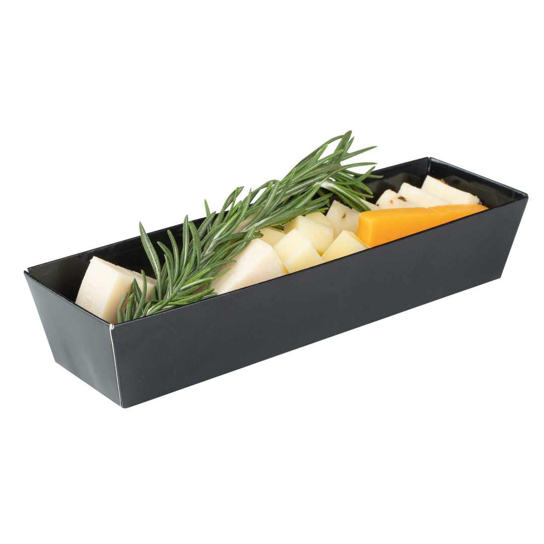 Matsuri Vision Black Paper Small Maki Sushi Container - 6 1/2" x 1 3/4" x 1 1/2" - 100 count box