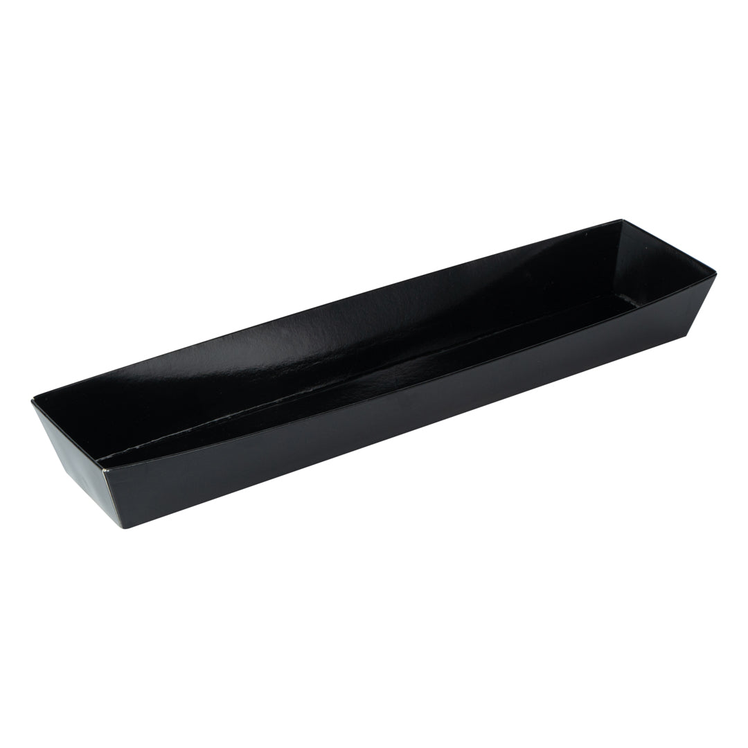 Matsuri Vision Black Paper Large Maki Sushi Container - 11 1/4" x 2" x 1 1/2" - 100 count box