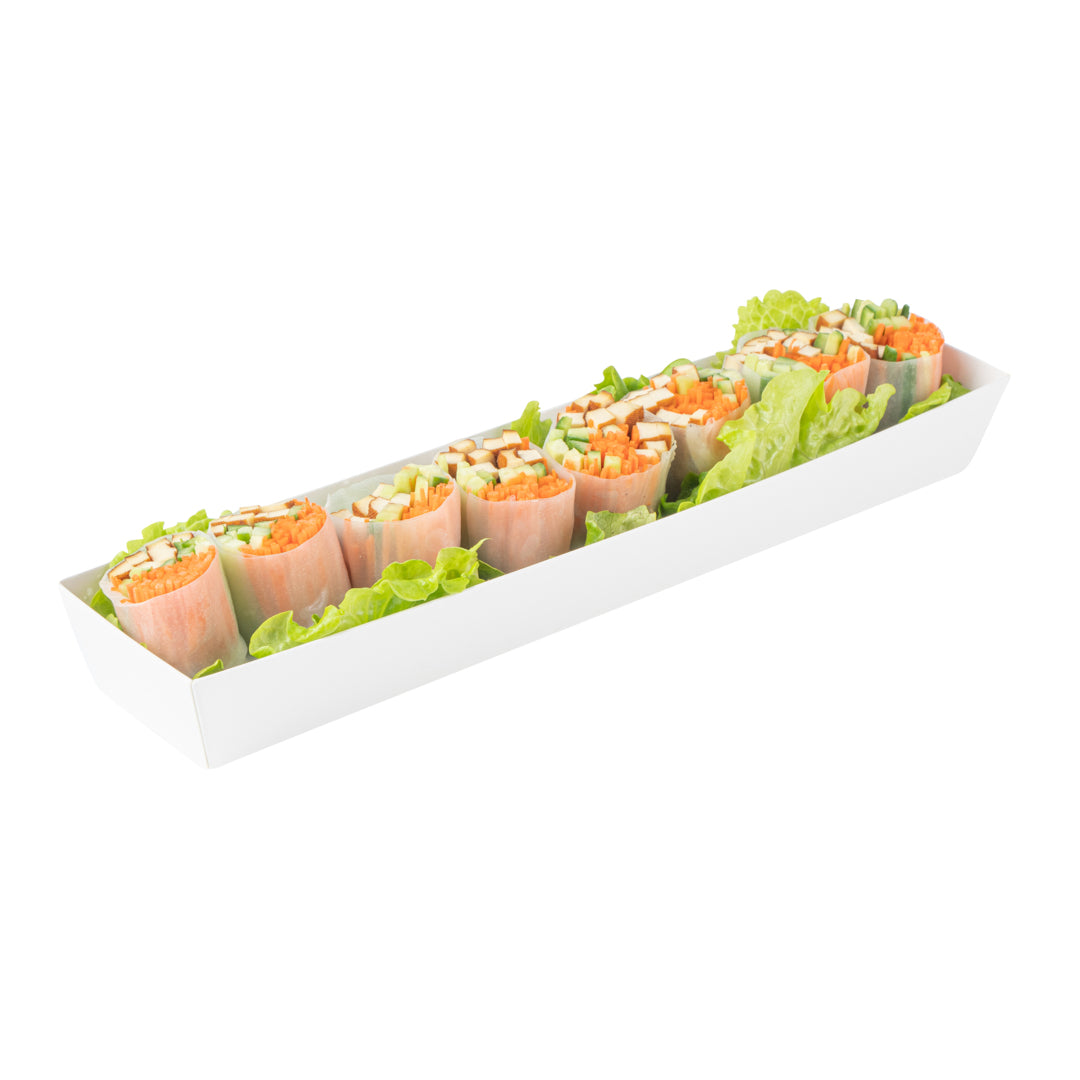 Matsuri Vision White Paper Large Maki Sushi Container - 11 1/4" x 2" x 1 1/2" - 100 count box