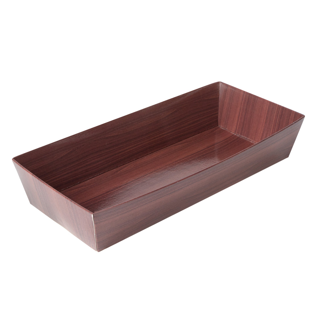 Matsuri Vision Rectangle Wood Grain Paper Large Sushi Container - 7" x 2 3/4" x 1 1/2" - 100 count box