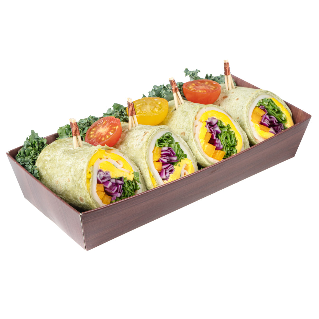 Matsuri Vision Rectangle Wood Grain Paper Large Sushi Container - 7" x 2 3/4" x 1 1/2" - 100 count box