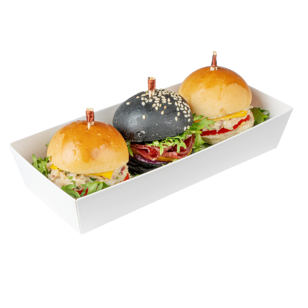 Matsuri Vision Rectangle White Paper Large Sushi Container - 7" x 2 3/4" x 1 1/2" - 100 count box