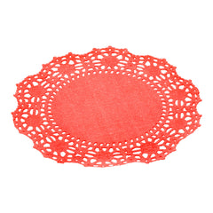 Pastry Tek Round Red Paper Doilies - Lace - 4