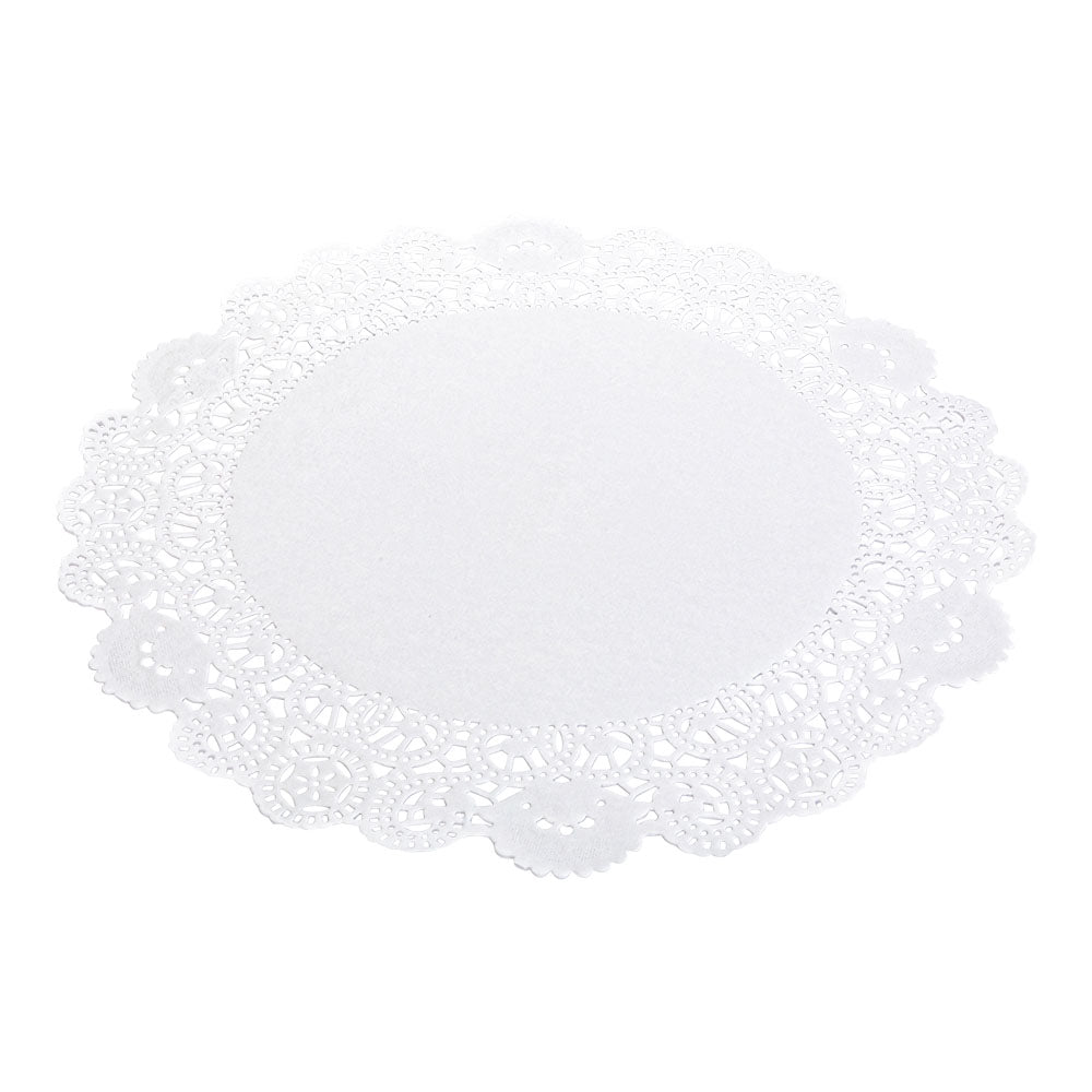 Pastry Tek Round White Paper Doilies - Lace - 12" x 12" - 4000 count box