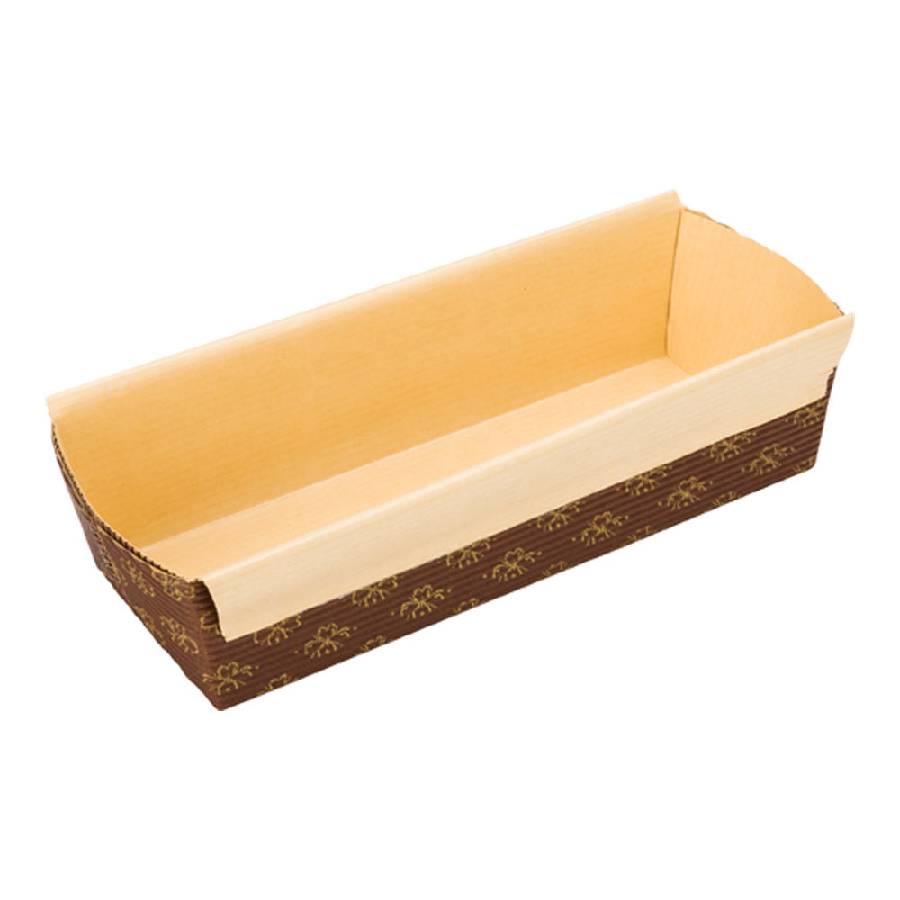 Panificio 18 oz Kraft Paper Baking Loaf Pan - Greaseproof, Rippled - 7 3/4" x 3 1/4" x 2" - 10 count box