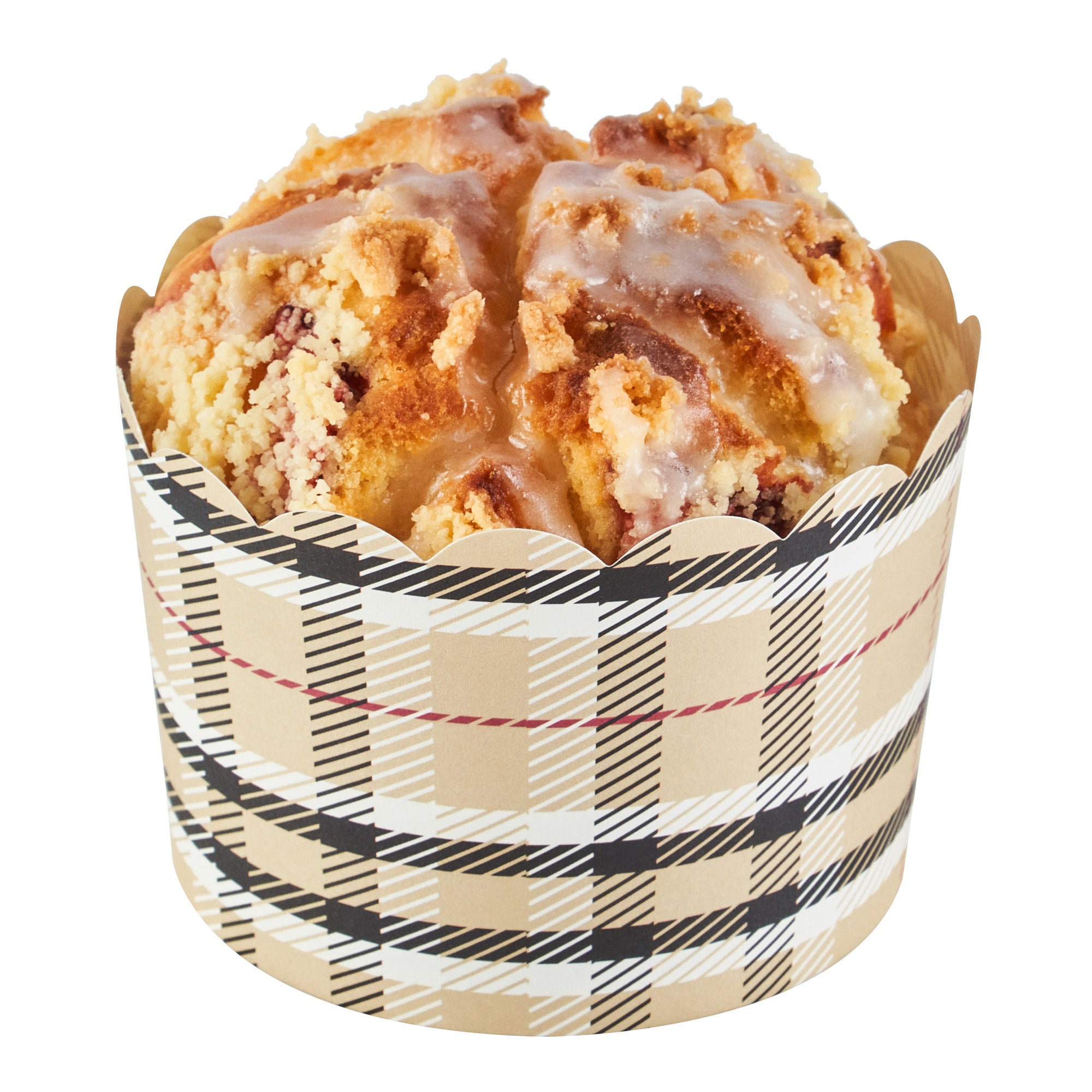 Panificio 10 oz Round Plaid Paper Jumbo Baking Cup - Scalloped - 3 1/2" x 3 1/2" x 2 1/2" - 200 count box