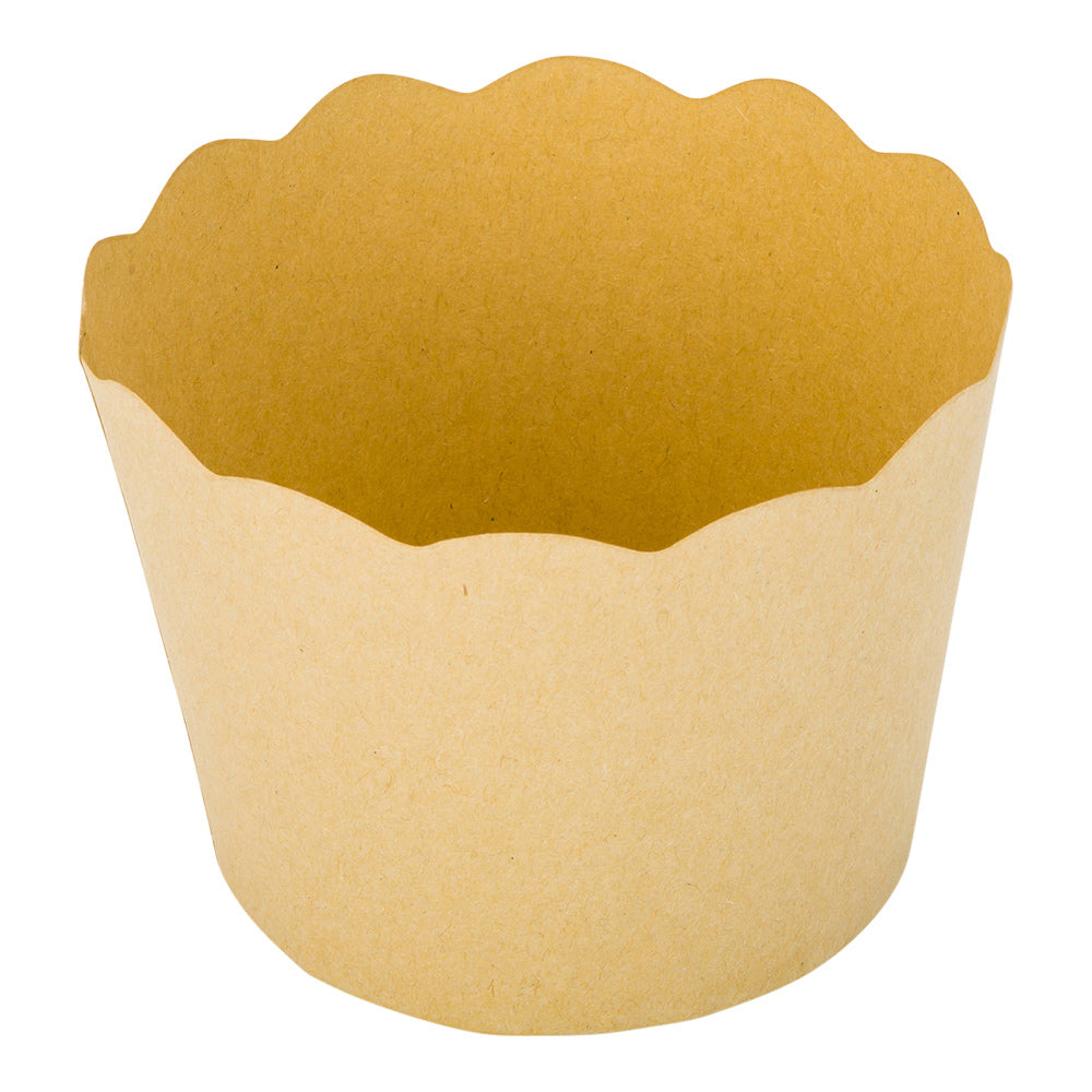 Panificio 10 oz Kraft Paper Jumbo Baking Cup - Scalloped - 3 1/2" x 3 1/2" x 2 1/2" - 200 count box