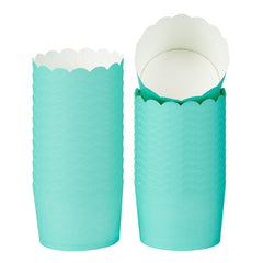 Panificio 10 oz Round Turquoise Paper Jumbo Baking Cup - Scalloped - 3 1/2