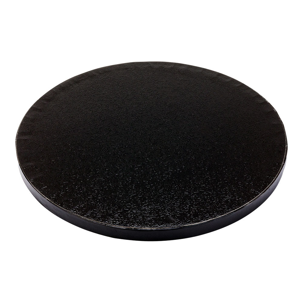 Pastry Tek Round Black Cardboard Cake Drum Board - Covered Edge - 8" x 8" x 1/2" - 1 count box