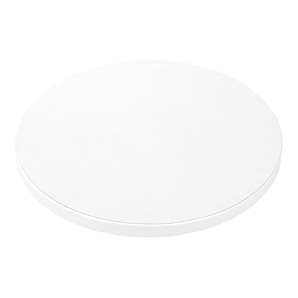 Pastry Tek Round White Cardboard Cake Drum Board - Covered Edge - 8" x 8" x 1/2" - 1 count box