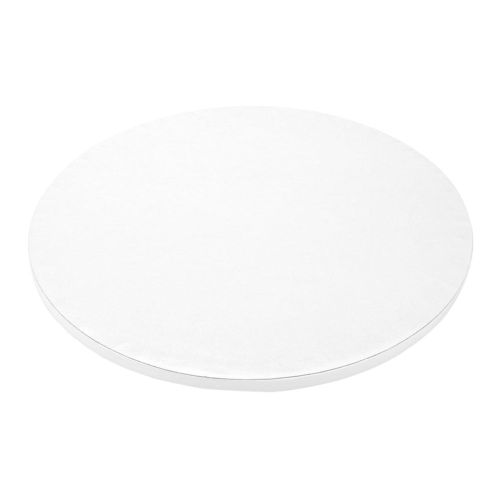 Pastry Tek Round White Cardboard Cake Drum Board - Covered Edge - 12" x 12" x 1/2" - 1 count box