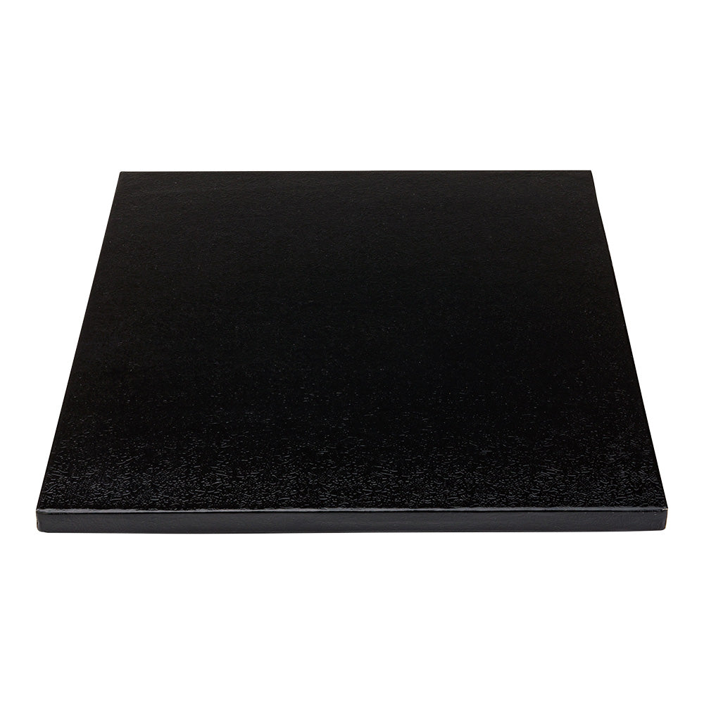 Pastry Tek Square Black Cardboard Cake Drum Board - Covered Edge - 8" x 8" x 1/2" - 1 count box