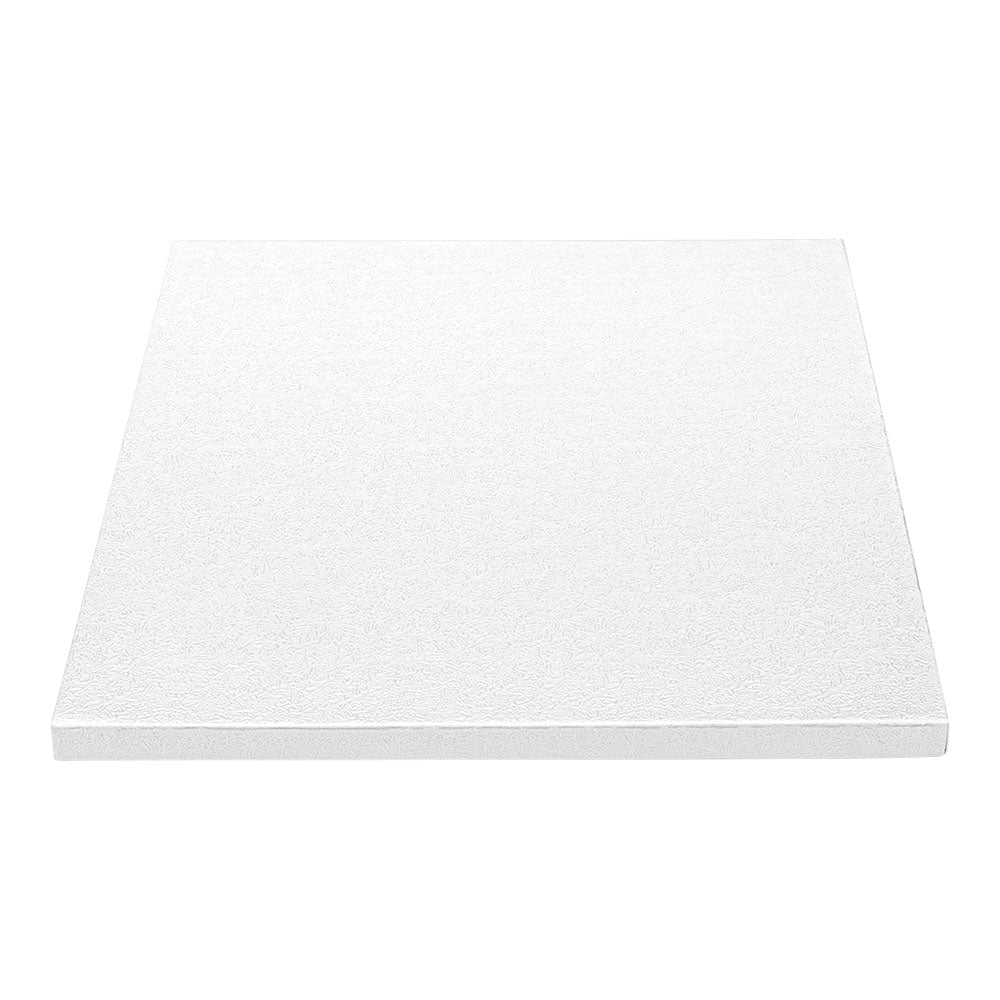 Pastry Tek Square White Cardboard Cake Drum Board - Covered Edge - 8" x 8" x 1/2" - 1 count box