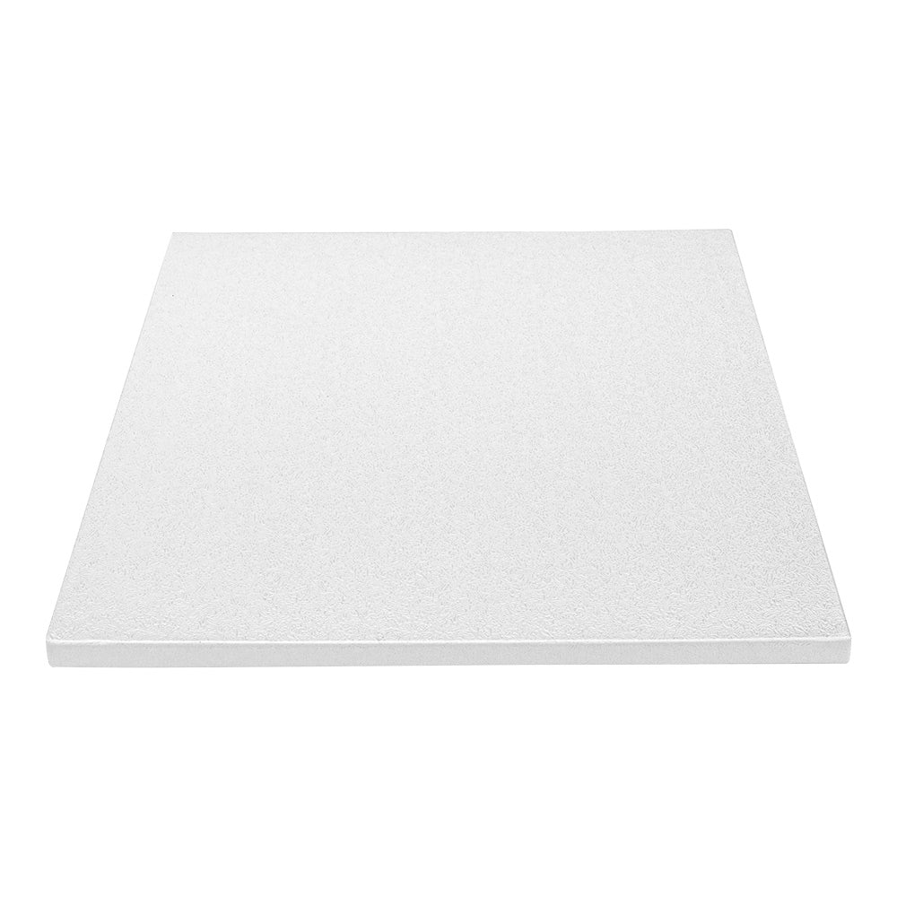 Pastry Tek Square White Cardboard Cake Drum Board - Covered Edge - 10" x 10" x 1/2" - 1 count box