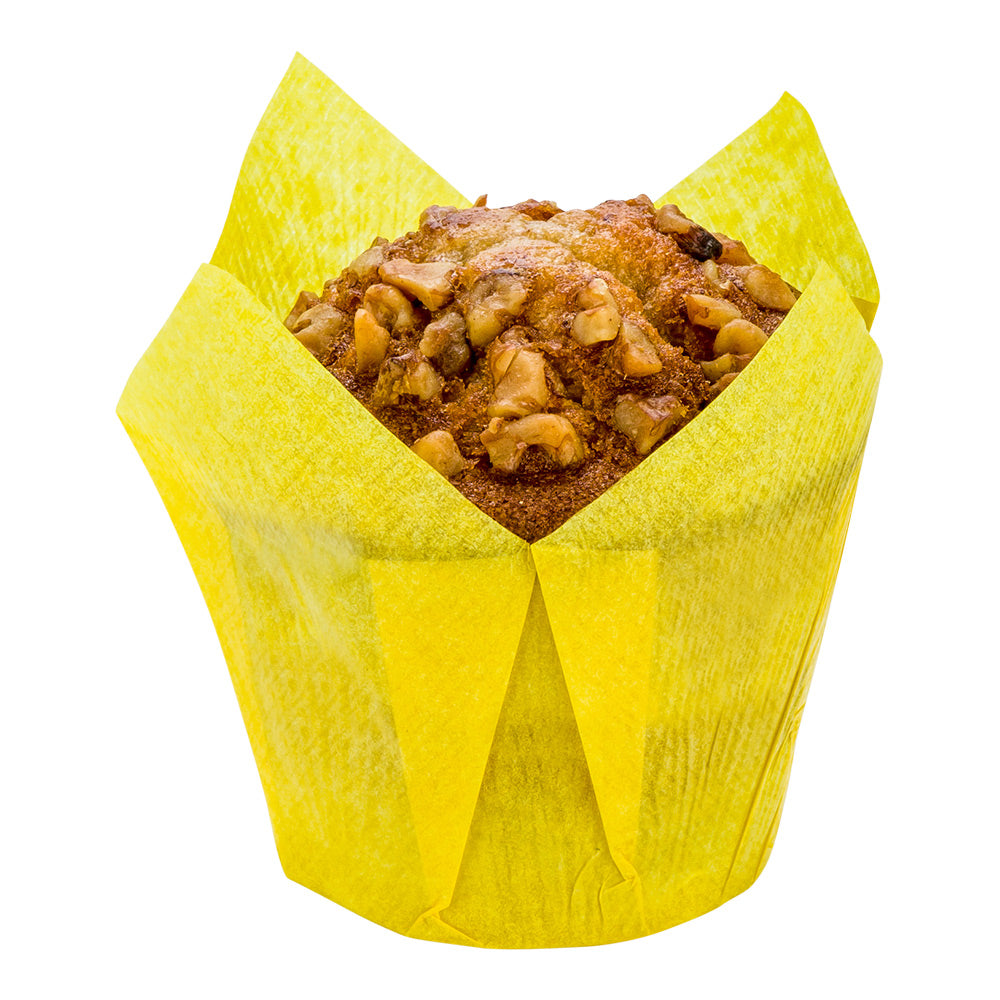 Panificio 4 oz Yellow Paper Tulip Baking Cup - Greaseproof - 3 1/2" x 3 1/2" x 3 1/2" - 200 count box