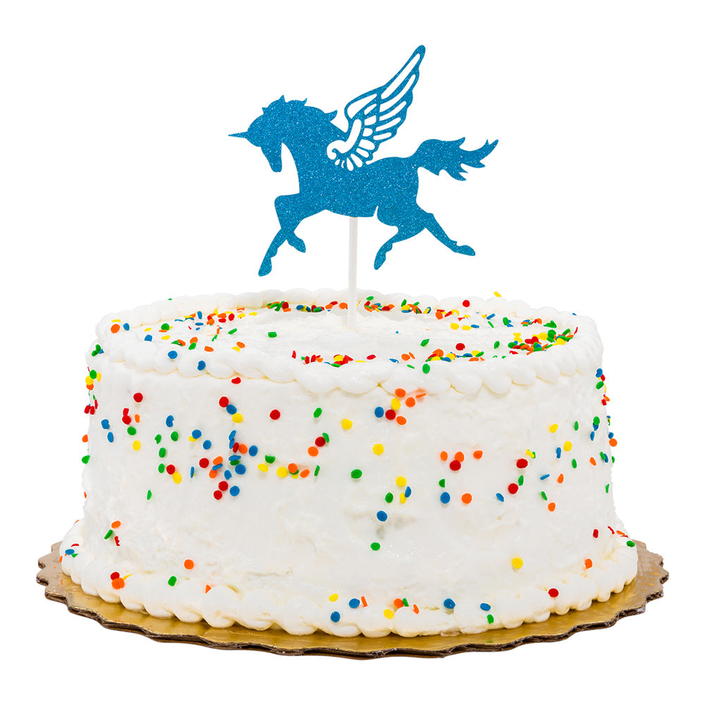 Top Cake Blue Paper Unicorn Cake Topper - Glitter - 6" x 4 1/4" - 100 count box