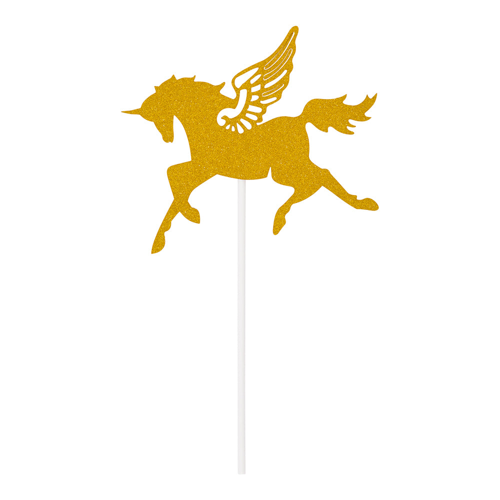 Top Cake Gold Paper Unicorn Cake Topper - Glitter - 6" x 4 1/4" - 100 count box