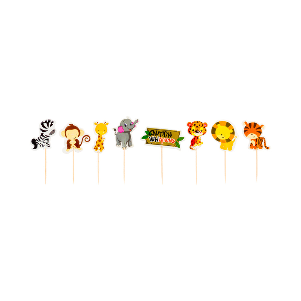 Top Cake Assorted Paper Jungle Safari Cake Topper - 3 1/2" x 2 1/2" - 24 pieces