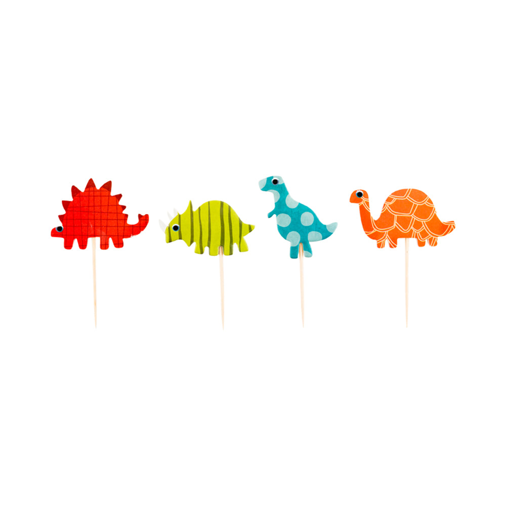 Top Cake Assorted Paper Dinosaur Cake Topper - 3 1/2" x 2" - 24 pieces