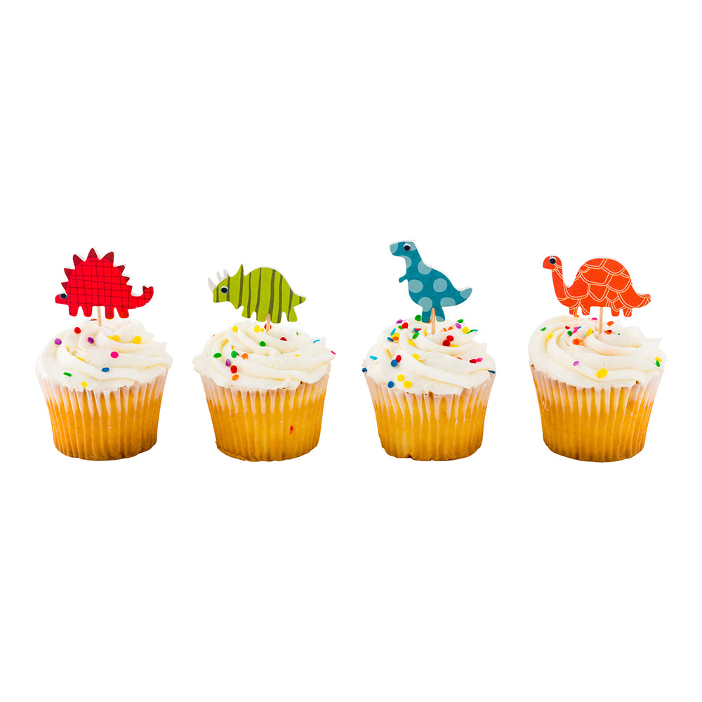 Top Cake Assorted Paper Dinosaur Cake Topper - 3 1/2" x 2" - 24 pieces