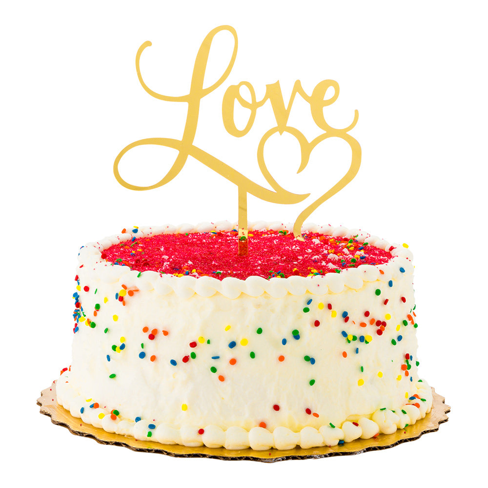 Top Cake Gold Acrylic Love Cake Topper - Mirrored, Heart - 5 3/4" x 5 1/4" - 1 count box