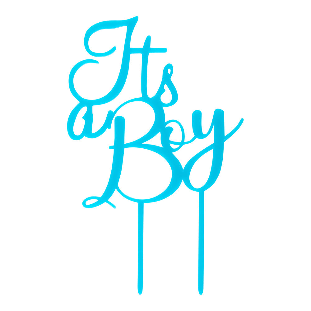 Top Cake Blue Acrylic Baby Shower Cake Topper - Its a Boy - 7" x 4" - 1 count box