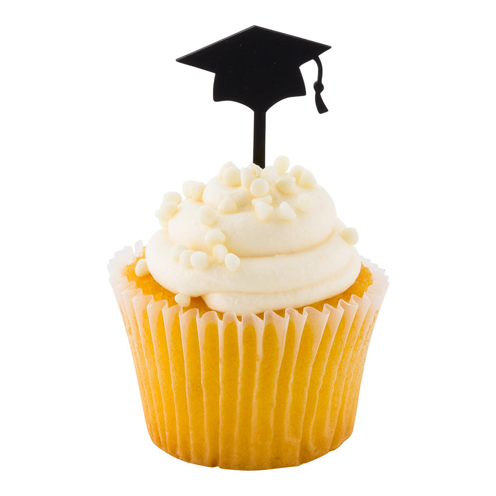 Top Cake Black Acrylic Graduation Cap Cake Topper - 3" x 1 1/2" - 100 count box