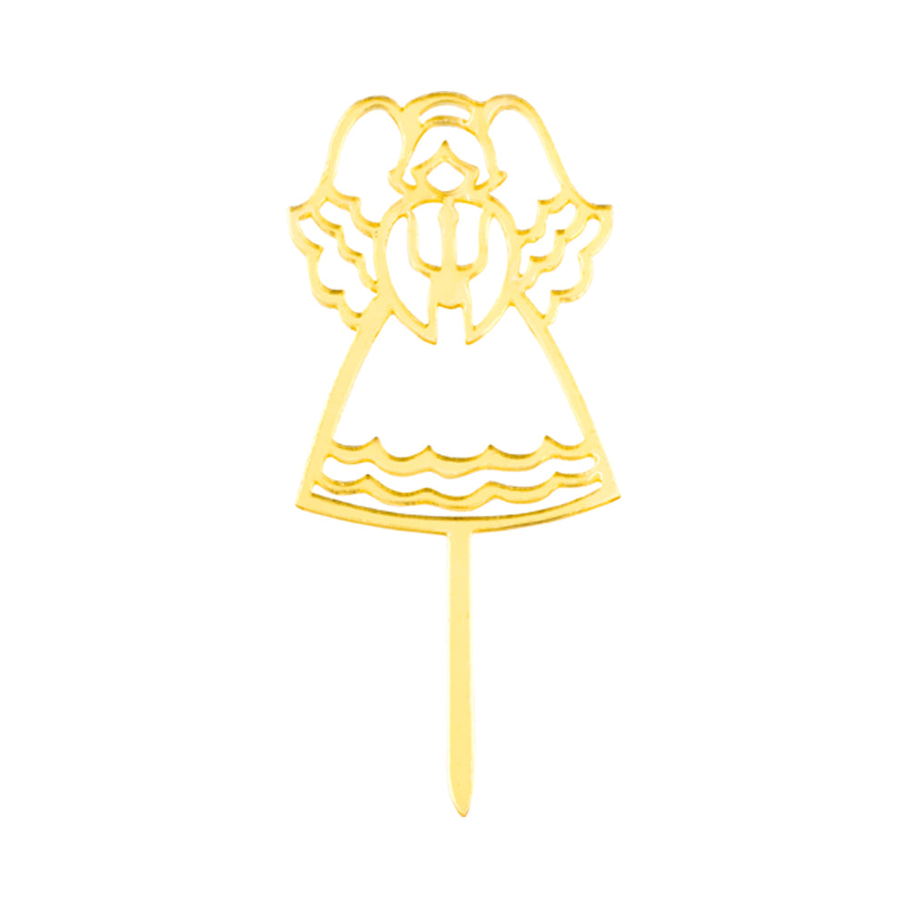 Top Cake Mirrored Gold Acrylic Angel Cake Topper - 3" x 1 1/4" - 100 count box