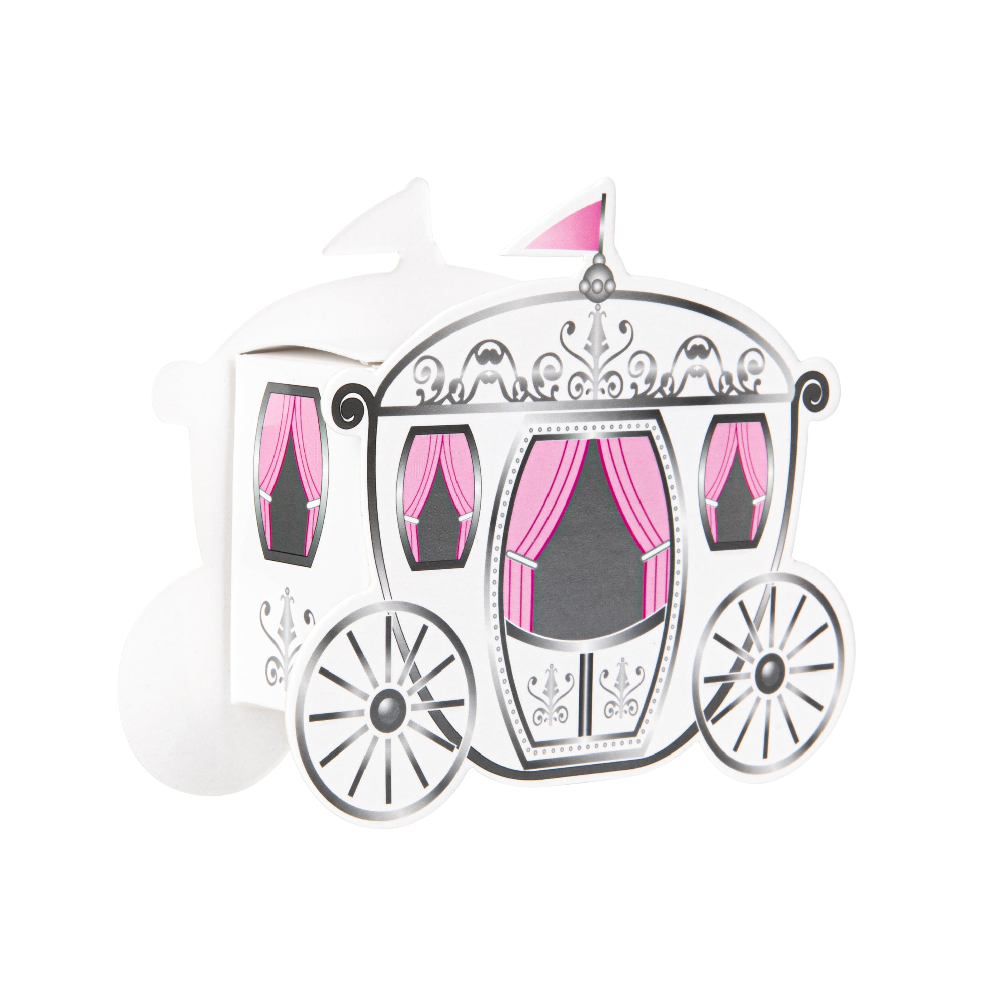 Pastry Tek White Paper Princess Carriage Candy and Gift Box - 2 1/2" x 1 1/4" x 1 3/4" - 100 count box