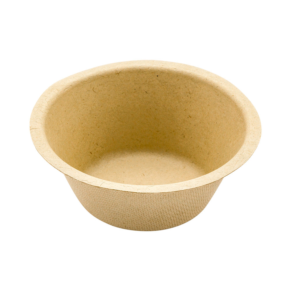 Pulp Tek 8 oz Round Natural Sugarcane / Bagasse Salad Bowl - 4 1/2" x 4 1/2" x 1 3/4" - 100 count box