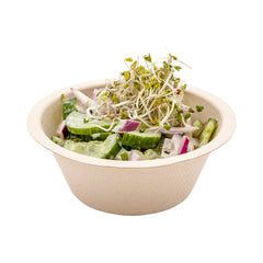 Pulp Tek 8 oz Round Natural Sugarcane / Bagasse Salad Bowl - 4 1/2