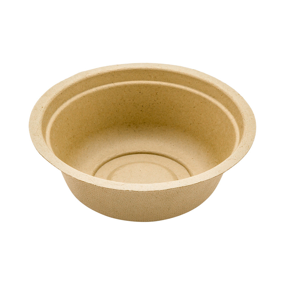 Pulp Tek 12 oz Round Natural Sugarcane / Bagasse Salad Bowl - 5 1/4" x 5 1/4" x 1 3/4" - 100 count box