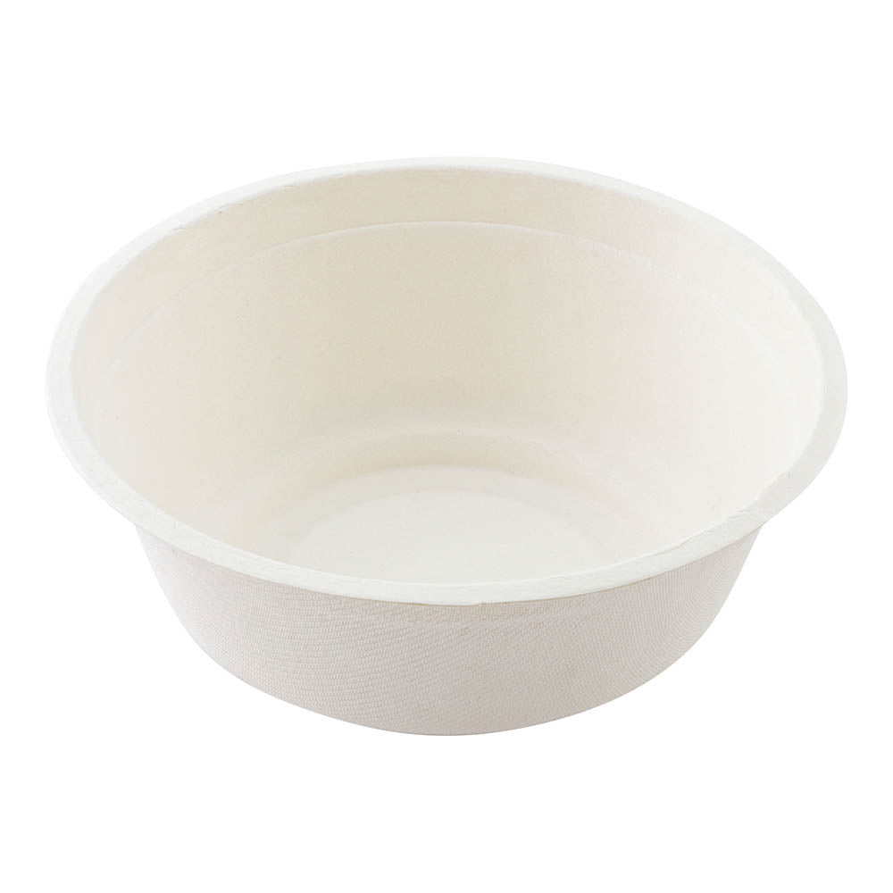 Pulp Tek 32 oz Round White Sugarcane / Bagasse Salad Bowl - 7" x 7" x 2 3/4" - 100 count box