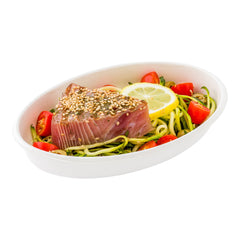 Pulp Tek 18 oz Oval White Sugarcane / Bagasse Salad Plate - 8