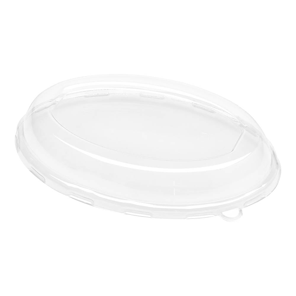 Pulp Tek Oval Clear Plastic Dome Lid - Fits 26 oz Bagasse Salad Plate - 100 count box