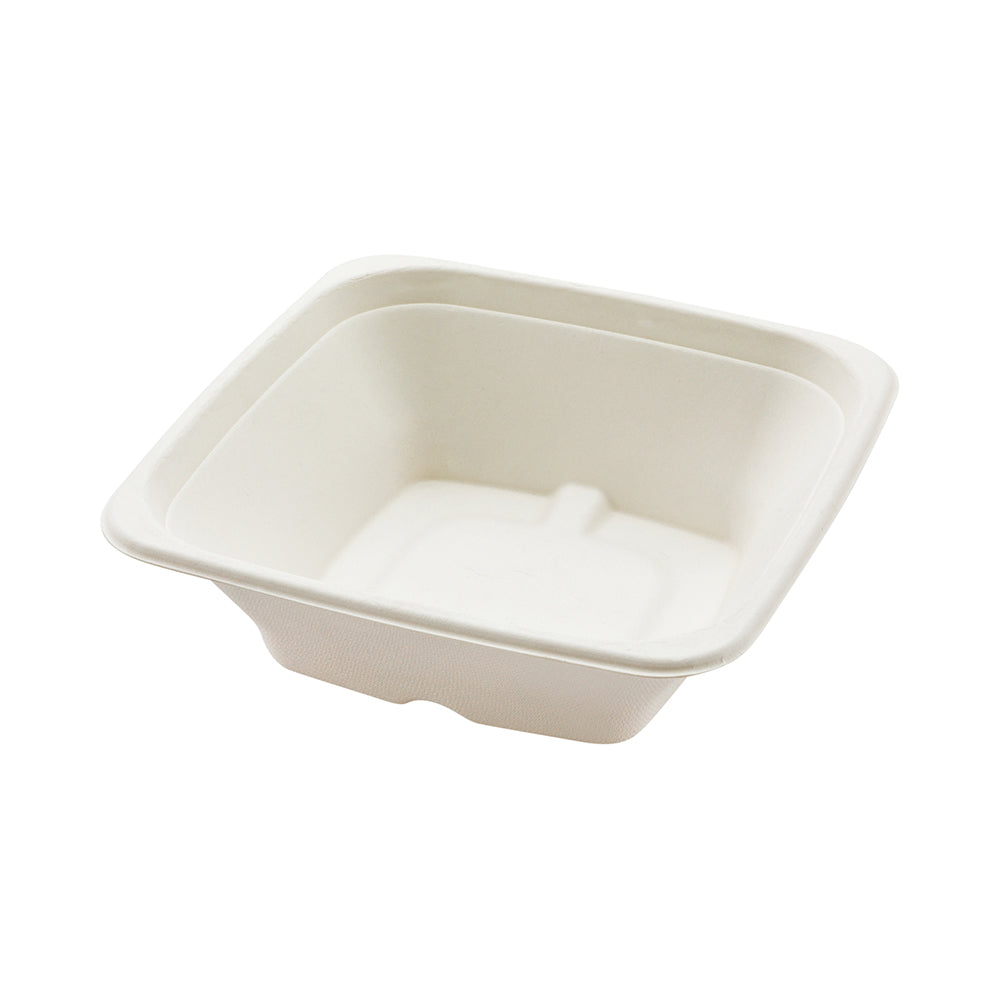 Pulp Tek 24 oz Square White Sugarcane / Bagasse Tall Bowl - 7" x 7" x 2 1/4" - 100 count box