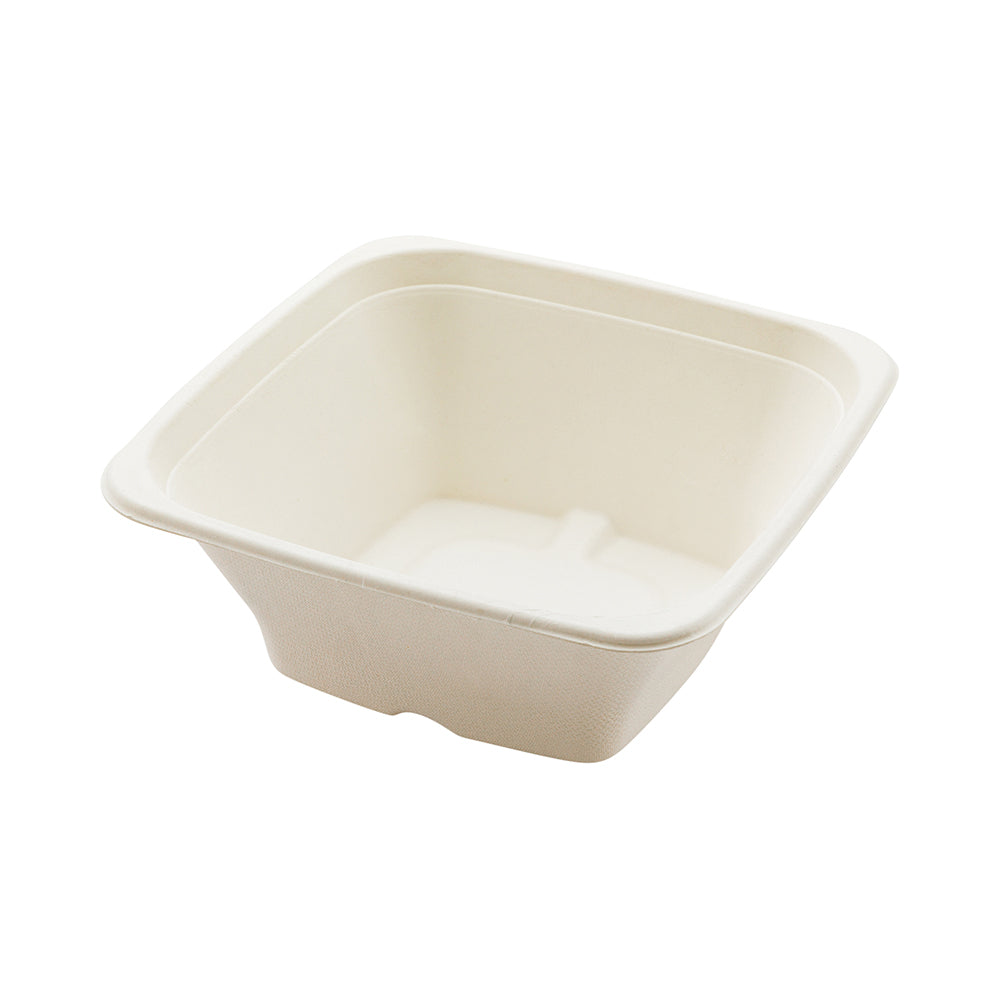 Pulp Tek 32 oz Square White Sugarcane / Bagasse Tall Bowl - 7" x 7" x 2 3/4" - 100 count box