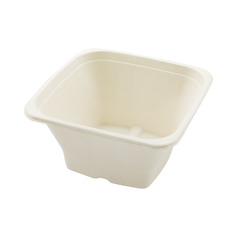 Pulp Tek 42 oz Square White Sugarcane / Bagasse Tall Bowl - 7" x 7" x 3 1/2" - 100 count box