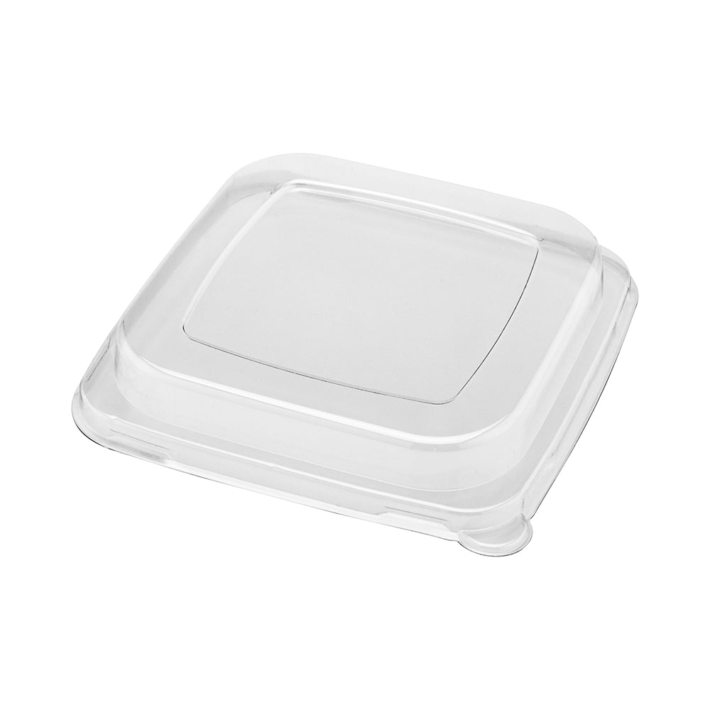 Pulp Tek Square Clear Plastic Dome Lid - Fits 24, 32 and 42 oz Bagasse Tall Bowl - 100 count box