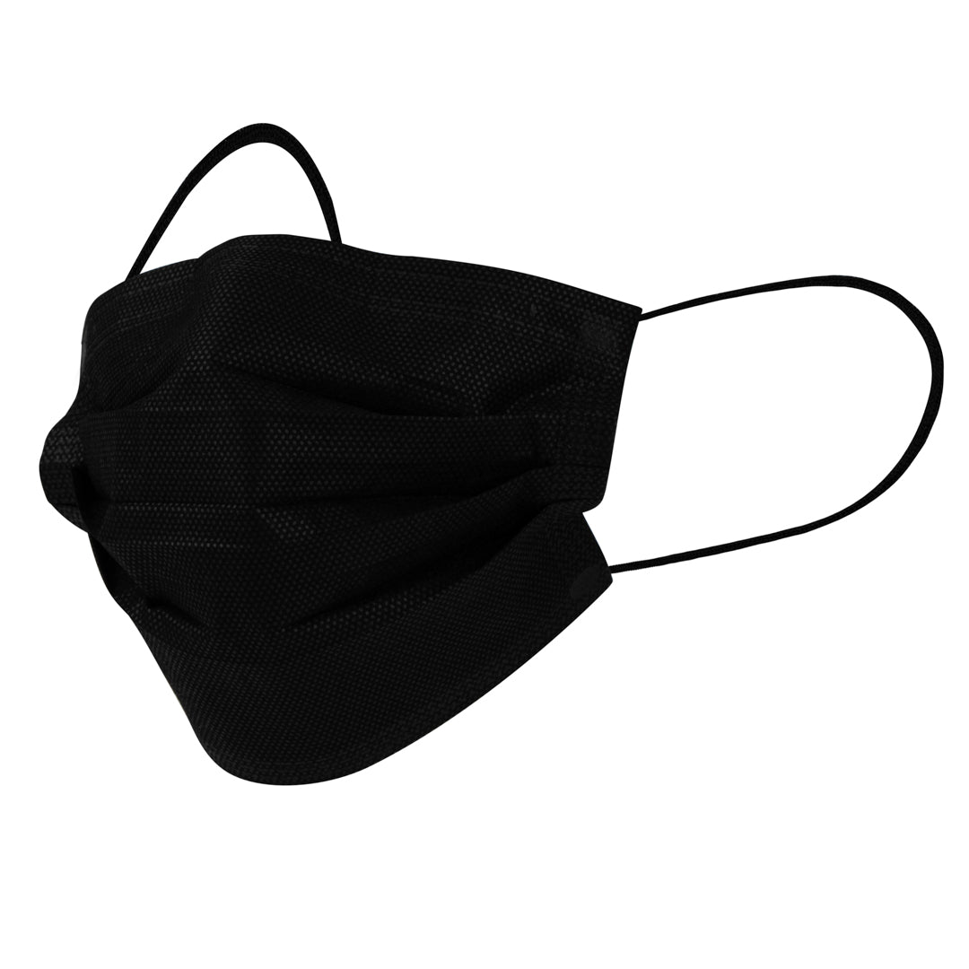 Clean Tek Professional Black Disposable Earloop Face Mask - 3-Layer Filtration - 7" x 3 3/4" - 1000 count box