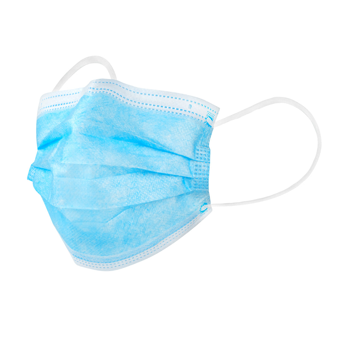 Clean Tek Professional Blue Disposable Earloop Face Mask - 3-Layer Filtration - 7" x 3 3/4" - 1000 count box