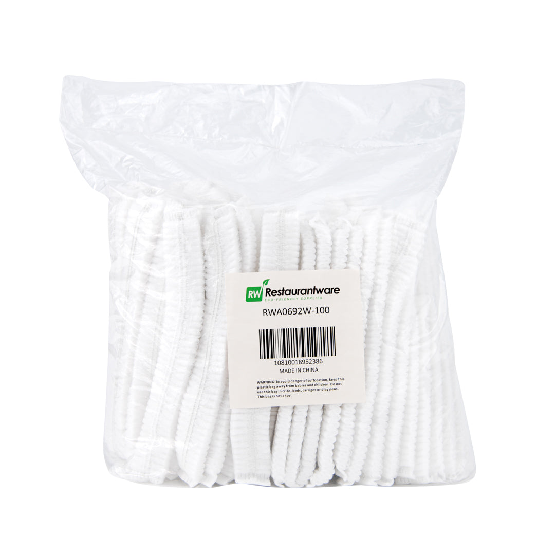 Clean Tek Professional White Disposable Bouffant Cap Hair Net - 21" - 1000 count box