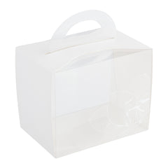 Sweet Vision Rectangle Clear Plastic Cupcake Box - with Handle, White Paper Wrap, Lotus Accent - 5