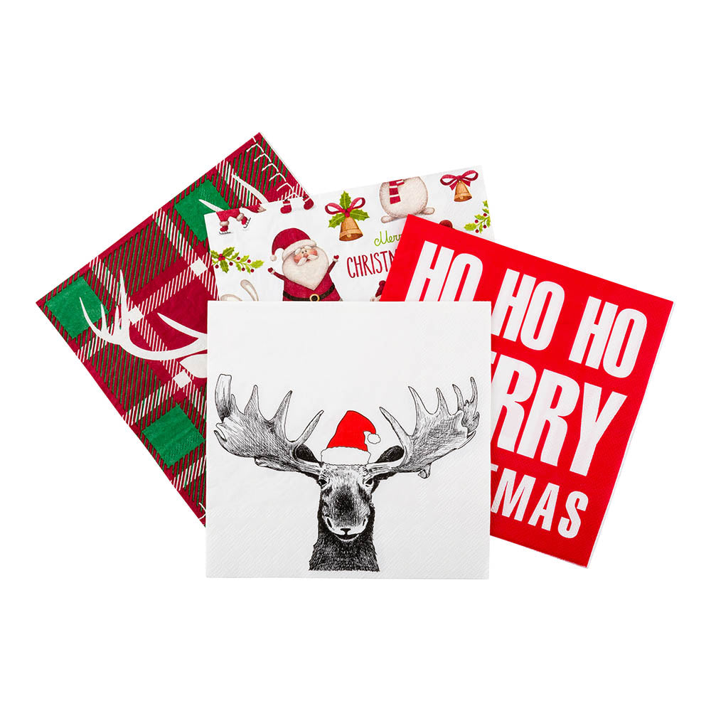 White Paper Luncheon Napkin - Holiday Moose - 13" x 13" - 500 count box