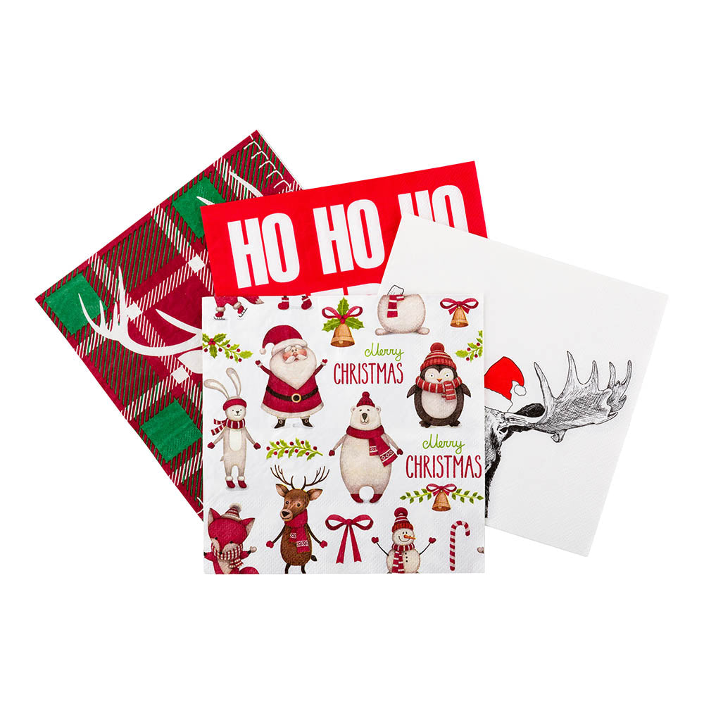 White Paper Luncheon Napkin - Merry Christmas - 13" x 13" - 500 count box