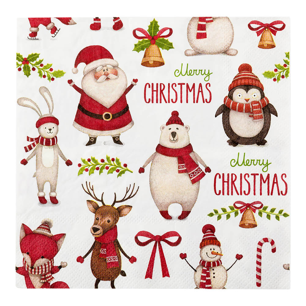 White Paper Luncheon Napkin - Merry Christmas - 13" x 13" - 500 count box