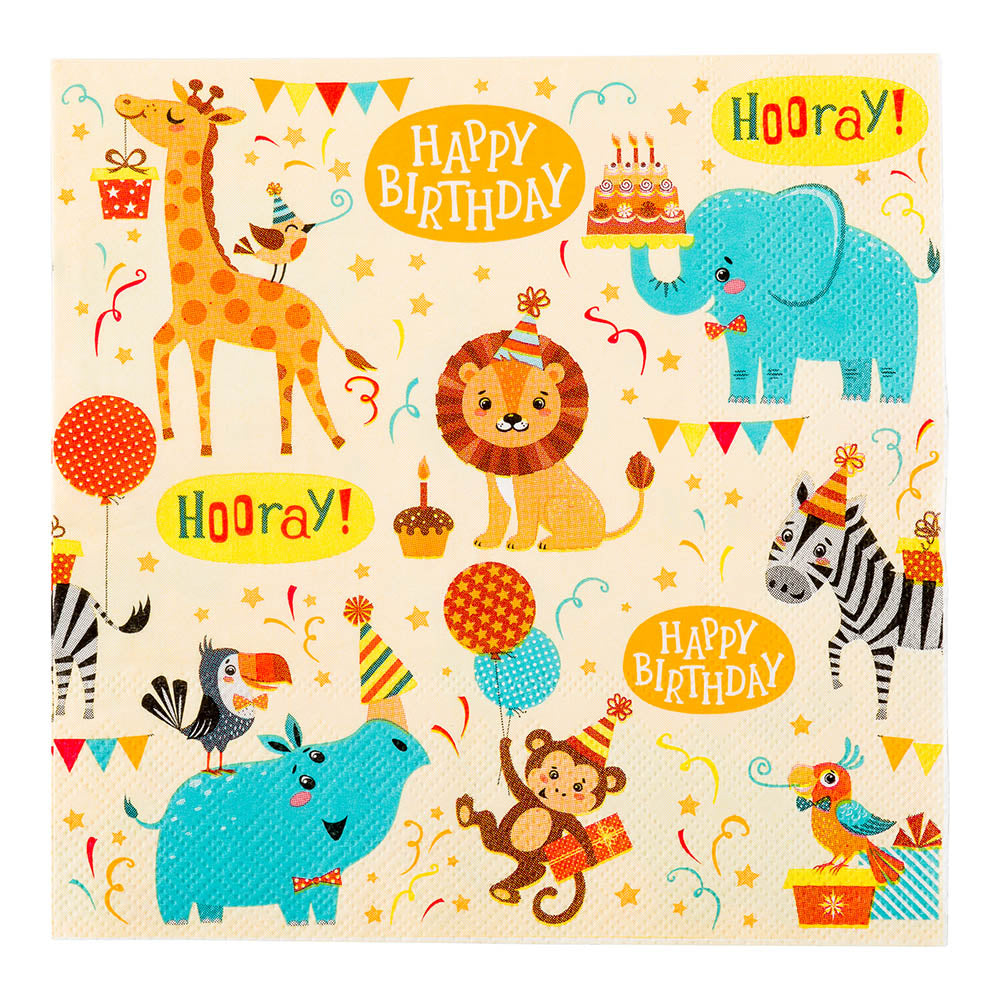 Assorted Paper Luncheon Napkin - Jungle Safari - 13" x 13" - 500 count box